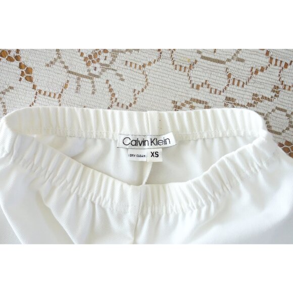 Vtg 80s Calvin Klein White Cotton Stretch Twill Pull-On Skinny Pants sz XS - Picture 4 of 8